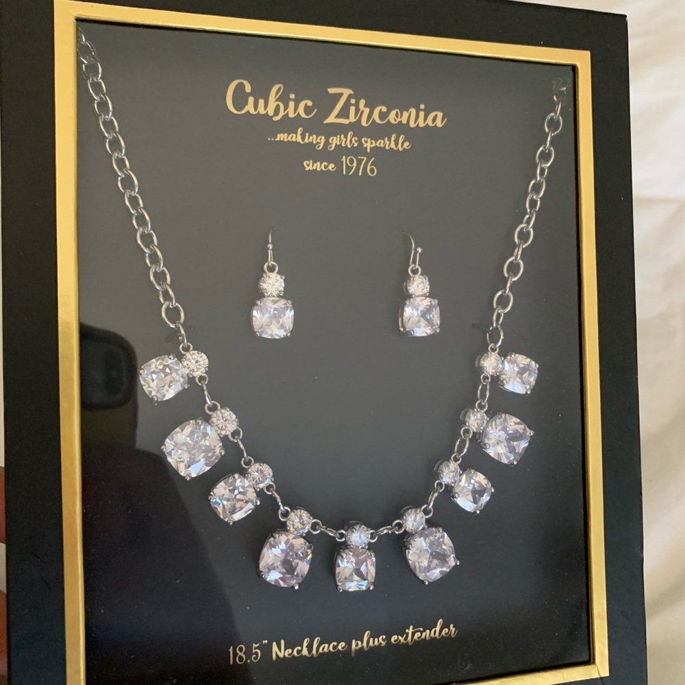 NIB—Cubic Zirconia Necklace and Earring set.